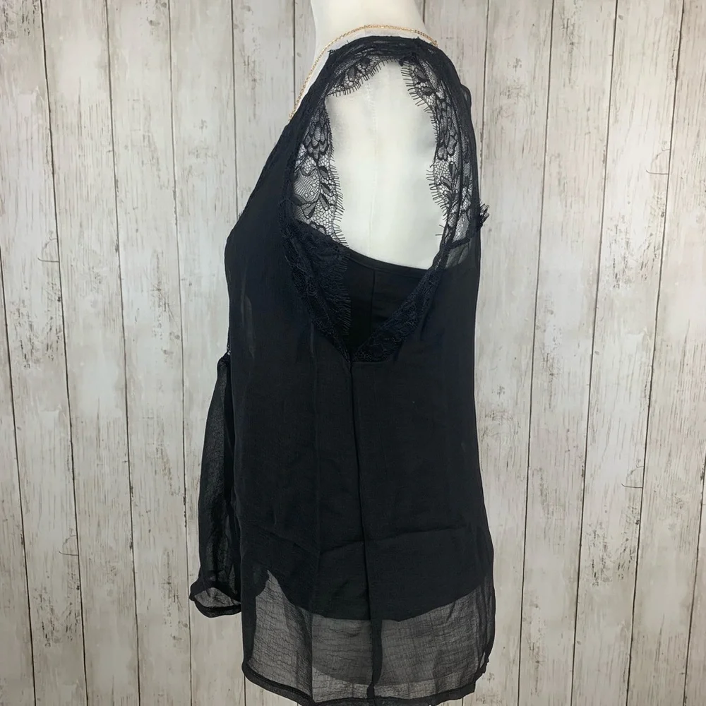 🔥A DREAM🔥BLACK LACE TANK TOP WITH CAMI S/M/L/XL NWT - Picture 3 of 6